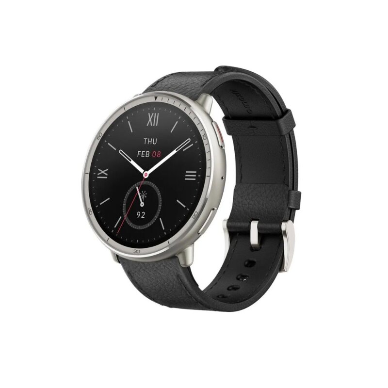 Amazfit Active2 Premium Black Leather Smart Watch – 10-Day Battery Life by AMAZFIT