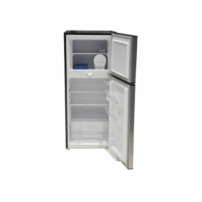 MIKA MMIKA 138L 2 Door Defrost Fridge Inox Dark Matt MRDCD138XDMRDCD138XDM Fridge, 138L, 2 Door Top Mount Freezer, Defrost (Direct Cool), Inox Dark Matt by Mika — view 2